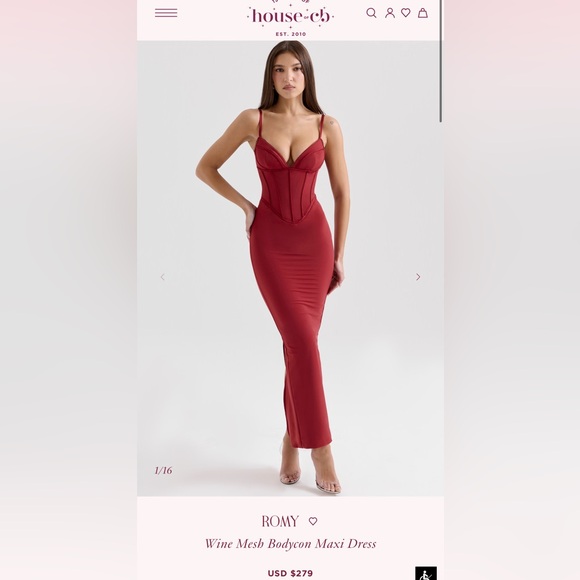 House of CB Dresses & Skirts - House of CB Wine Mesh Bodycon Midi Dress